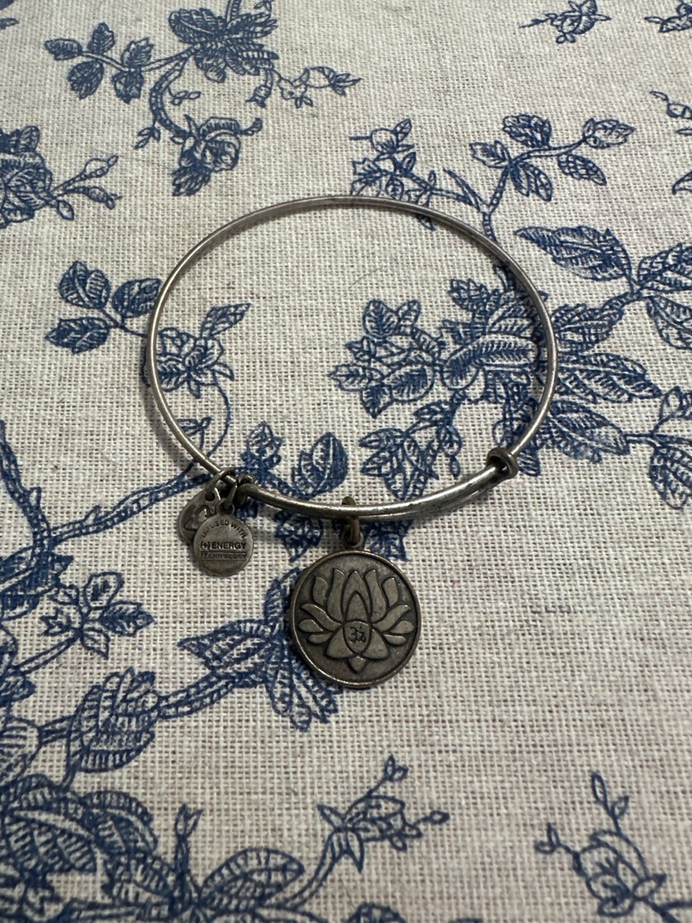 Alex and Ani Silver Lotus Charm Bangle Bracelet